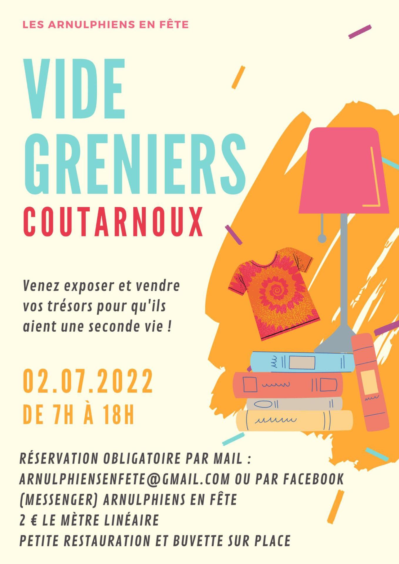 Affiche vide grenier Coutarnoux du 2 juillet 2022 de 7h à 18h